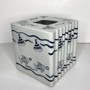 Vintage Ceramic Ocean Themed Tissue Box Cover